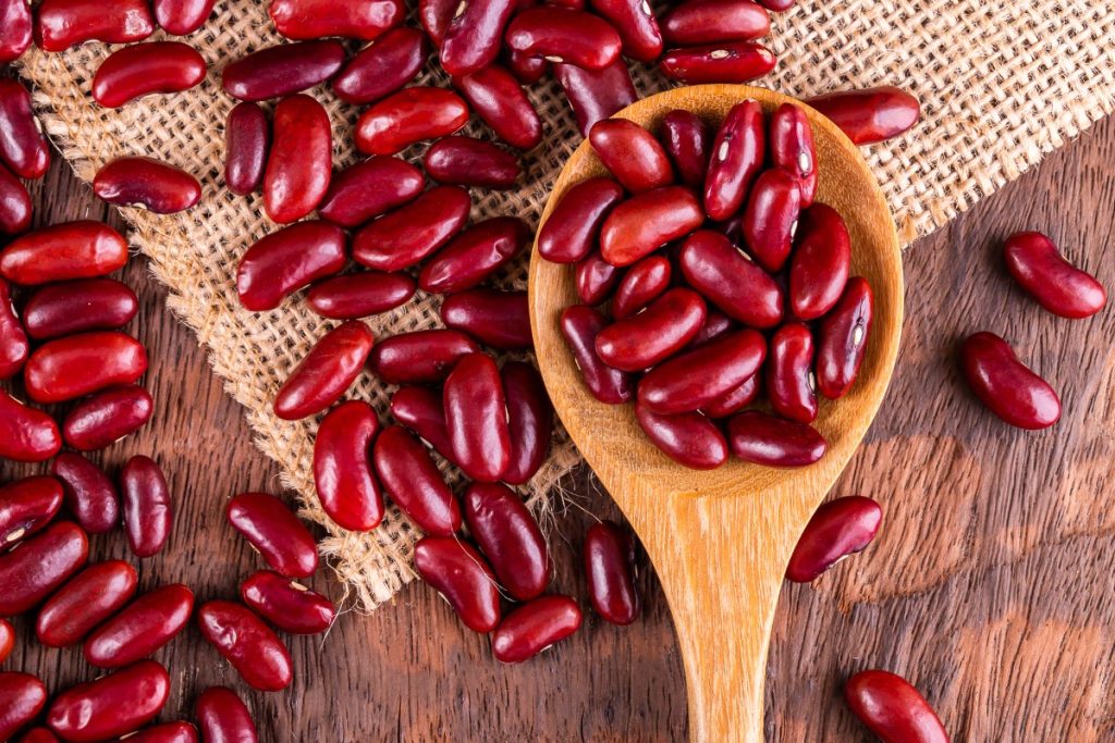 haricots rouges en bois
