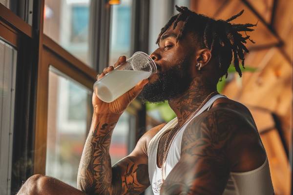 sportif buvant une boisson au cbd